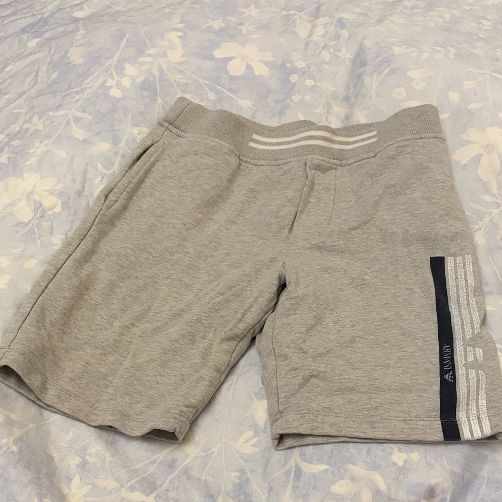 Boys Giorgio Armani Light Gray Athletic Shorts